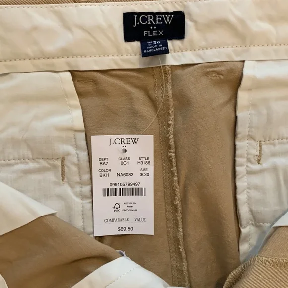 NWT - J. Crew Men’s Straight-Fit Flex Khaki Pants - British Khaki, Size 30/30 - Picture 6 of 6
